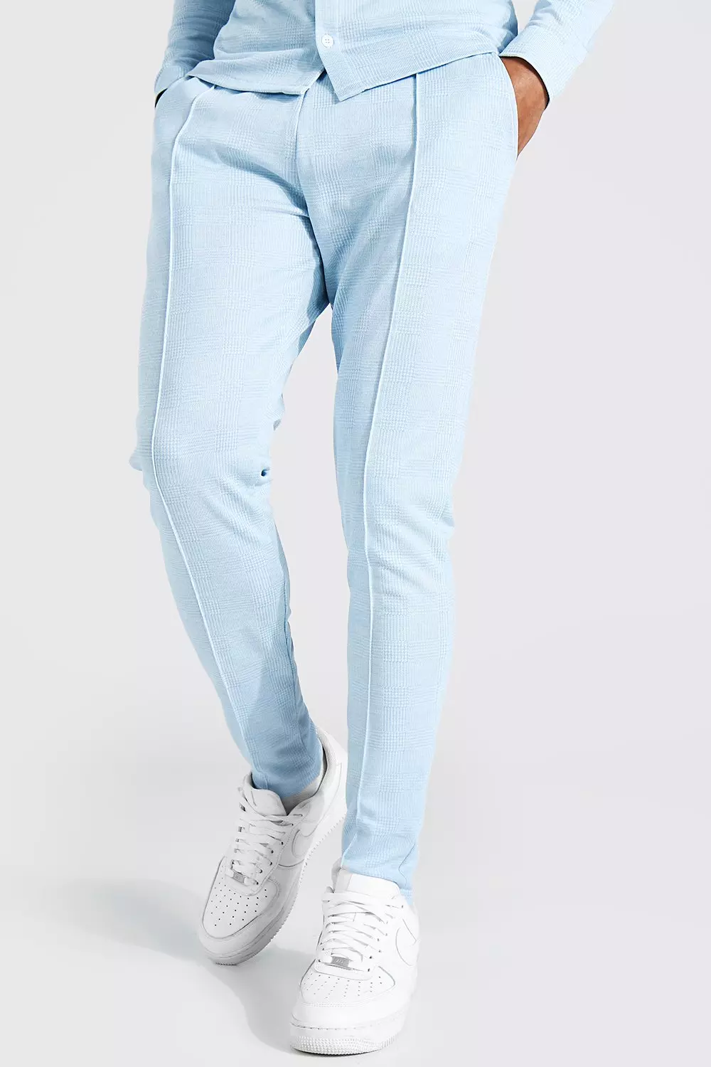 Light blue checkered store pants